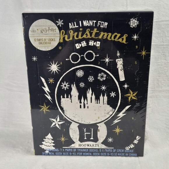 Wizarding World Accessories - Wizard World Harry Potter 12 Days of Socks Advent Calendar Hogwarts - Size 9-10